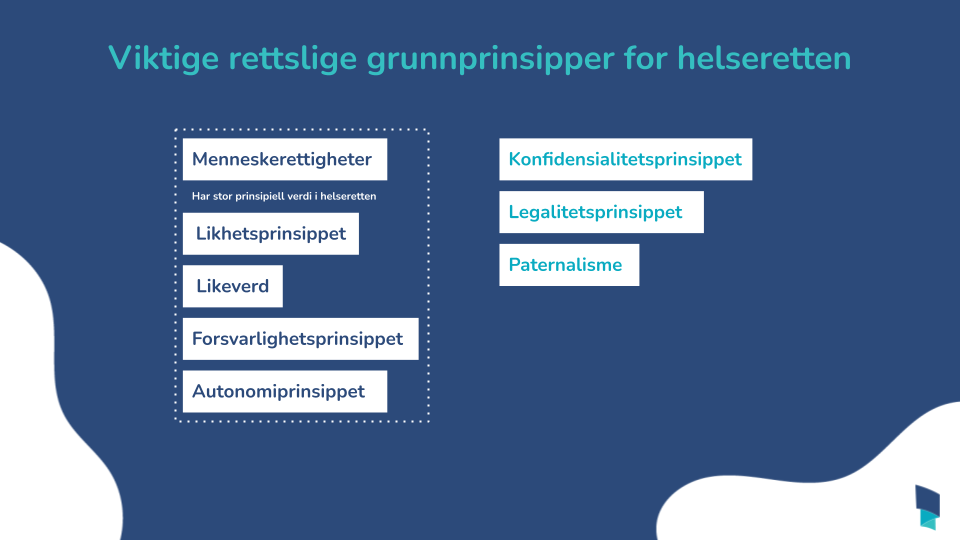 Viktige rettslige grunnprinsipper for helseretten
