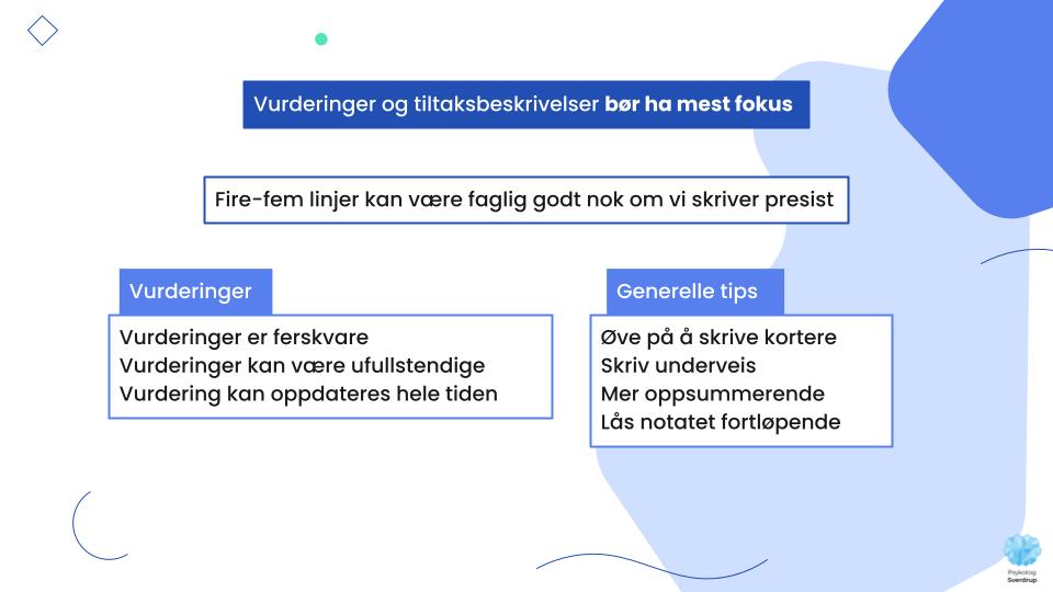 Vurderinger og generelle tips